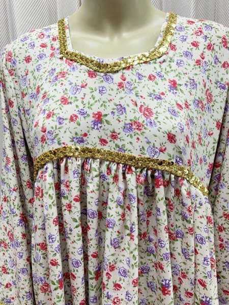 画像5: ファッラーヒ花柄ガラベーヤ(シルクベール付き） (5)