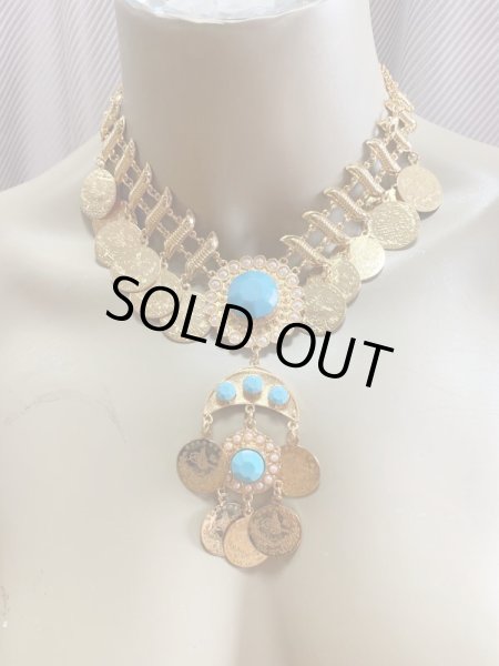 画像3: キルダーン三日月チョーカー×ピアスセット(ゴールド×ターコイズ） (3)