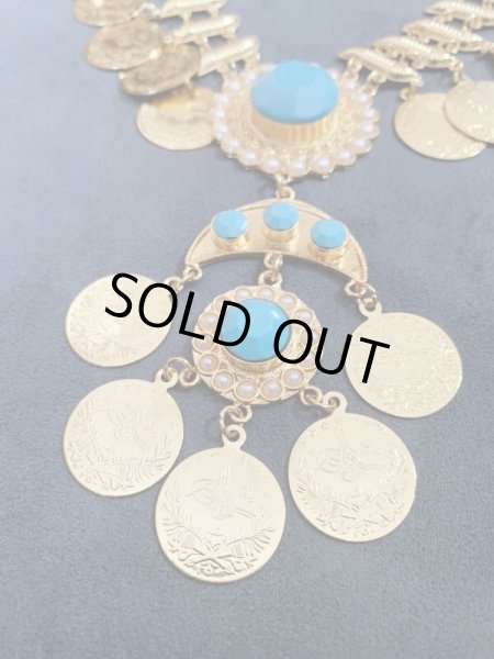 画像4: キルダーン三日月チョーカー×ピアスセット(ゴールド×ターコイズ） (4)