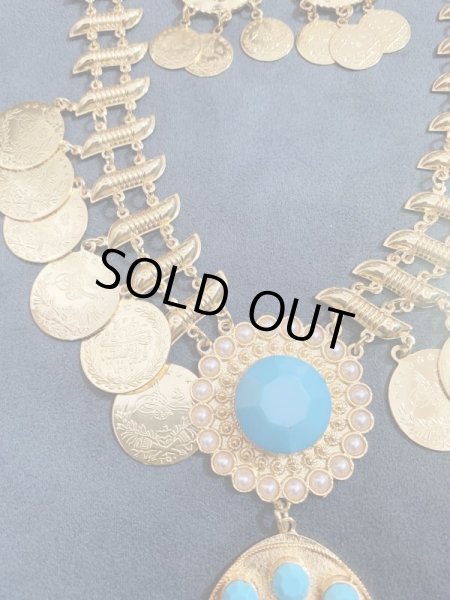 画像5: キルダーン三日月チョーカー×ピアスセット(ゴールド×ターコイズ） (5)