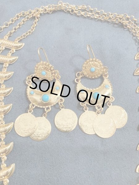 画像6: キルダーン三日月チョーカー×ピアスセット(ゴールド×ターコイズ） (6)
