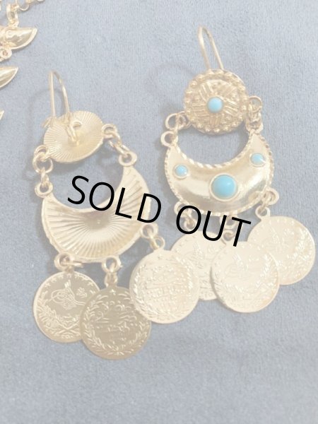 画像7: キルダーン三日月チョーカー×ピアスセット(ゴールド×ターコイズ） (7)