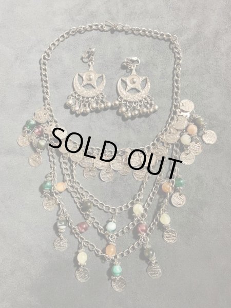 画像1: ベドウィン＆トライバル　シルバーネックレス（イヤリング付き） (1)