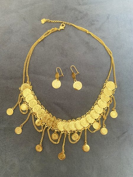 画像1: ハリージなどに！ゴールドコインアクセサリーセット (1)