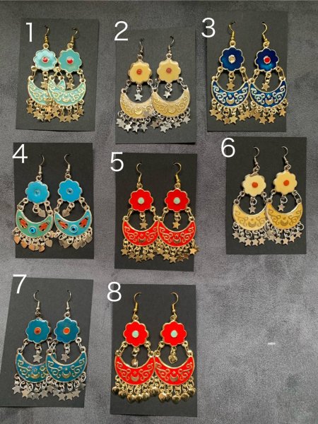 画像1: アンティークパーツ三日月ピアス（Ｓサイズ） (1)