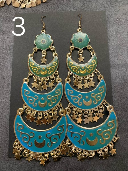 画像4: アンティークパーツ三日月ピアス（Lサイズ） (4)