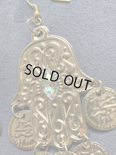 画像3: ラインストーン付きフォークロアピアス（ハムサ） (3)