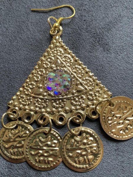 画像2: ラインストーン付きフォークロアピアス (2)