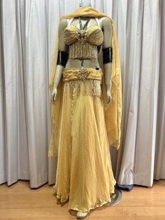 ベリーダンス ブラベルト　ゴールド（スカート付き） ベリーダンス フレアスカート ゴールド×柄 オリエンタルスカート
