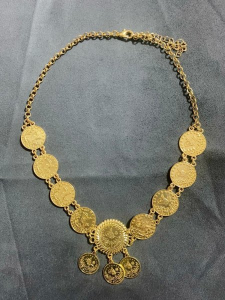 画像1: 2WAY ネックレス、ヘッドアクセサリー(ゴールドコイン） (1)