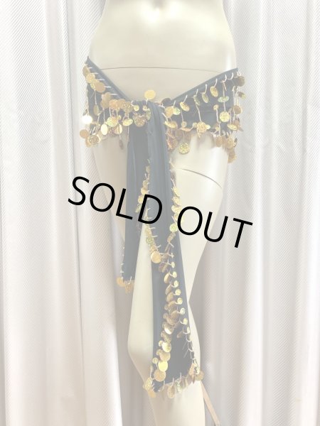 画像3: フリンジ付きヒップスカーフ（黒、ゴールド） (3)