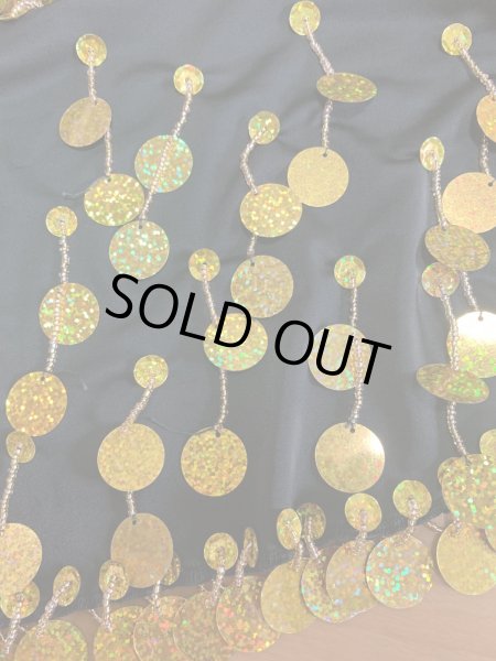 画像4: フリンジ付きヒップスカーフ（黒、ゴールド） (4)