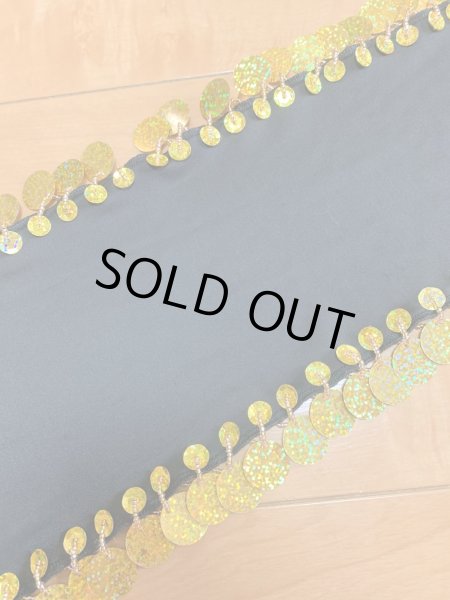 画像5: フリンジ付きヒップスカーフ（黒、ゴールド） (5)