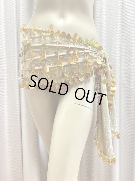 画像6: フリンジ付きヒップスカーフ（黒、ゴールド） (6)