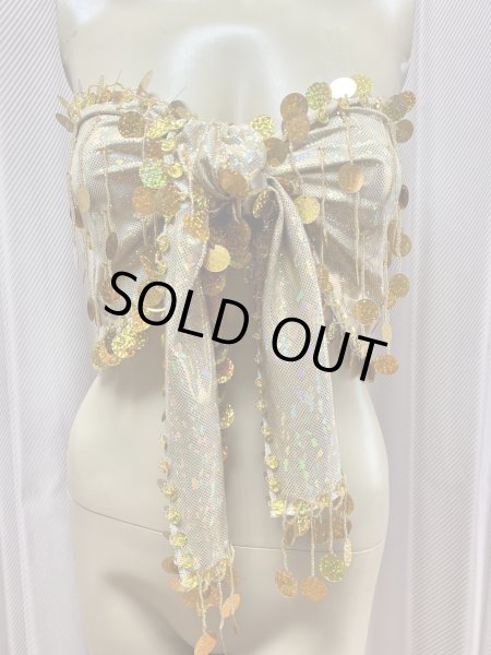 画像9: フリンジ付きゴールドヒップスカーフ (9)