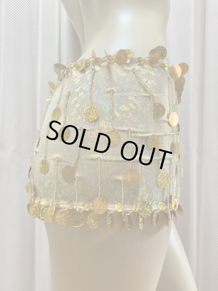 画像2: フリンジ付きゴールドヒップスカーフ (2)