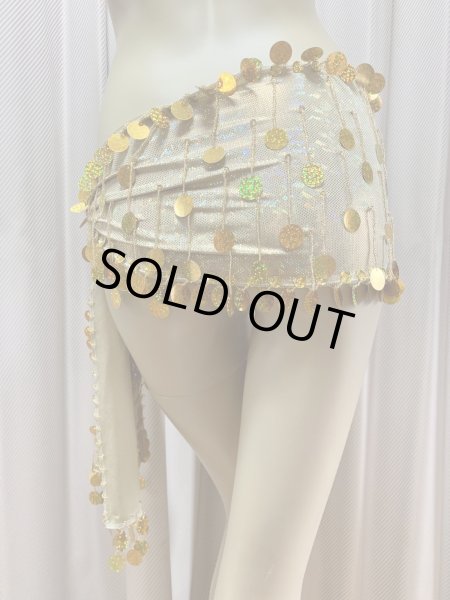 画像3: フリンジ付きゴールドヒップスカーフ (3)