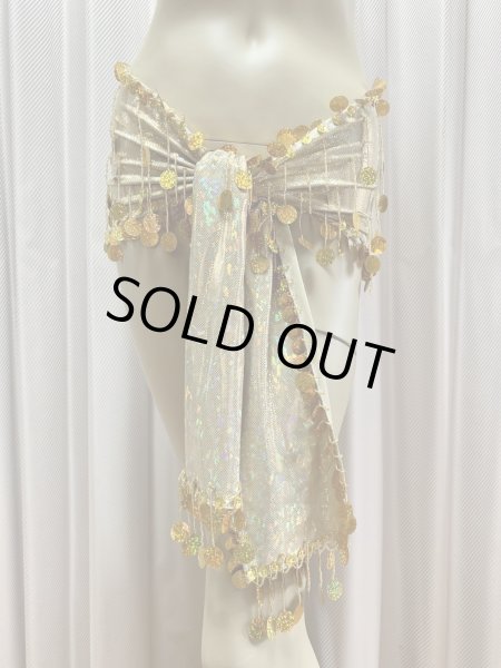 画像4: フリンジ付きゴールドヒップスカーフ (4)