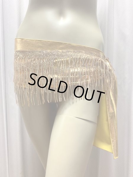 画像2: フリンジ付きゴールドヘッド＆ヒップスカーフセット (2)