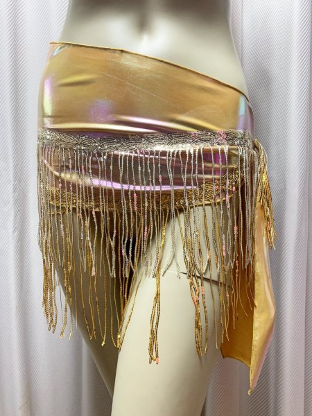 画像1: フリンジ付きゴールドヒップスカーフ (1)