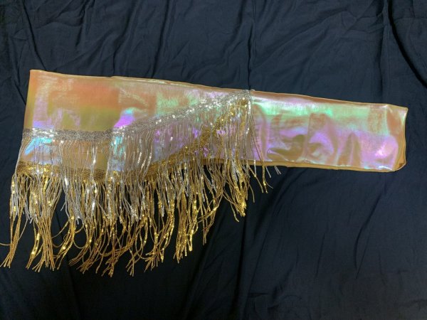 画像4: フリンジ付きゴールドヒップスカーフ (4)