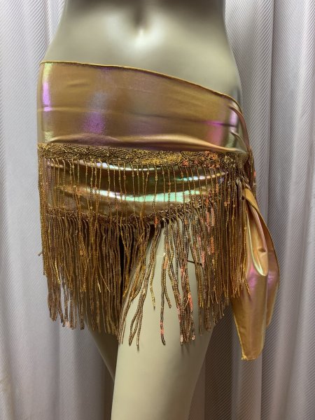 画像9: フリンジ付きゴールドヒップスカーフ (9)