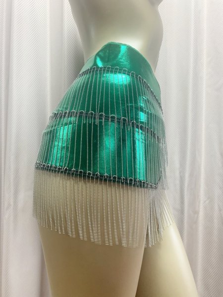 画像2: ボールチェーンフリンジ付きヒップスカーフ (2)