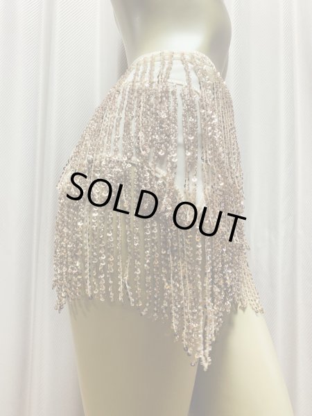 画像8: ビーズ付きスパンコールフリンジヒップスカーフ (8)