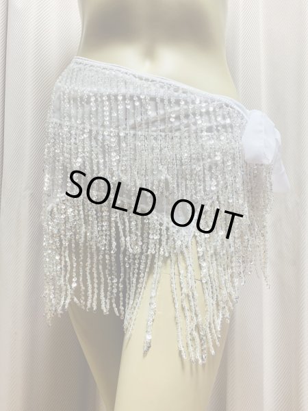 画像2: ビーズ付きスパンコールフリンジヒップスカーフ (2)