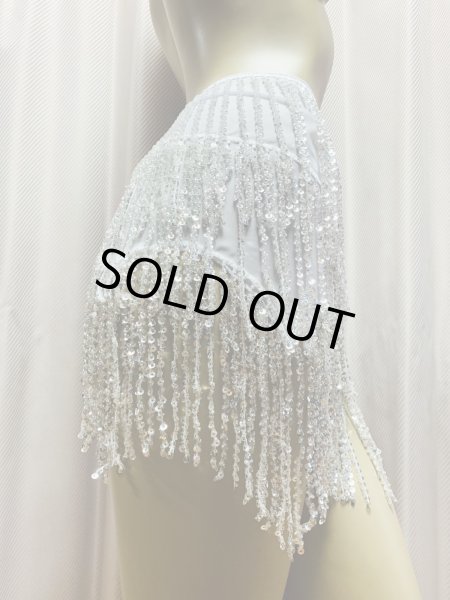 画像3: ビーズ付きスパンコールフリンジヒップスカーフ (3)