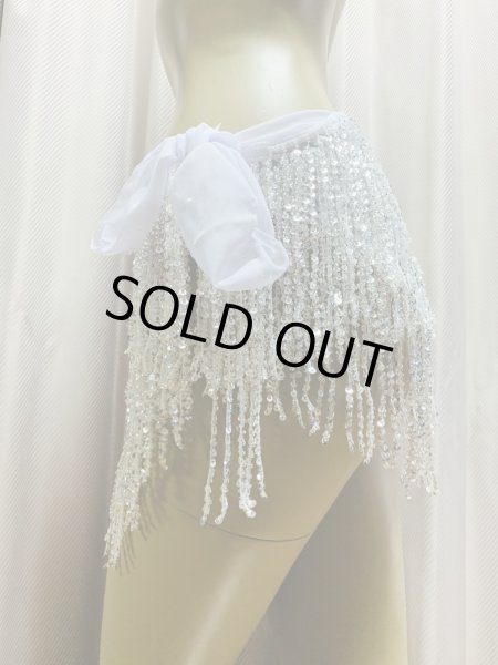 画像5: ビーズ付きスパンコールフリンジヒップスカーフ (5)