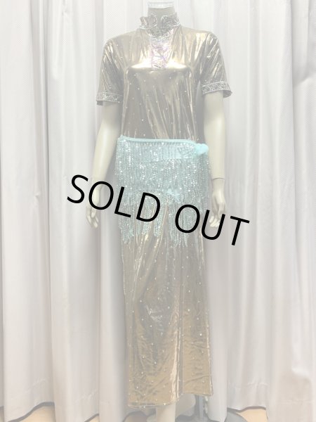 画像14: ビーズ付きスパンコールフリンジヒップスカーフ（ニュアンスカラー） (14)