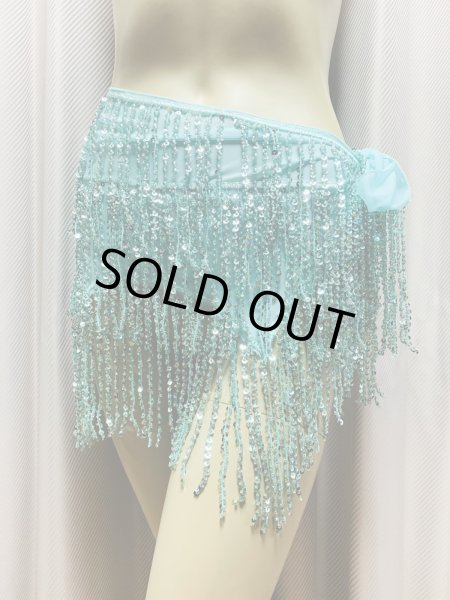 画像10: ビーズ付きスパンコールフリンジヒップスカーフ（ニュアンスカラー） (10)