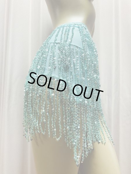 画像11: ビーズ付きスパンコールフリンジヒップスカーフ（ニュアンスカラー） (11)