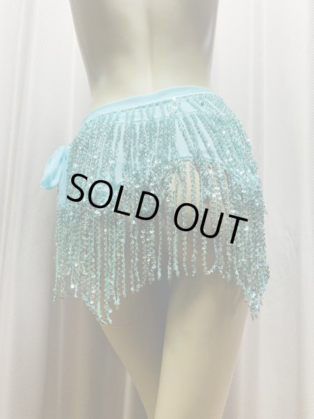 画像12: ビーズ付きスパンコールフリンジヒップスカーフ（ニュアンスカラー） (12)