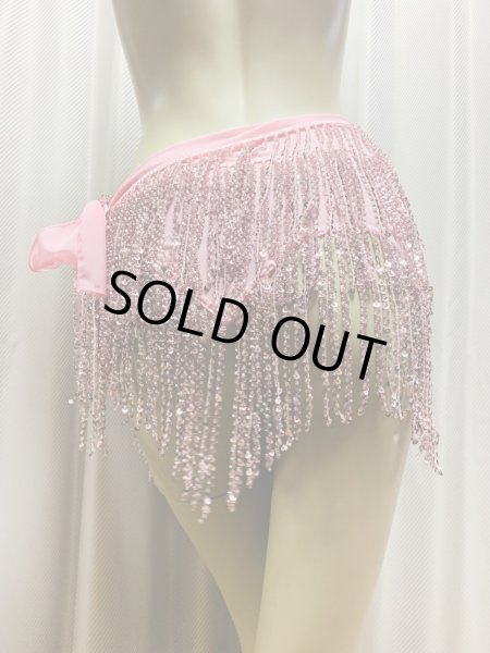 画像8: ビーズ付きスパンコールフリンジヒップスカーフ（ニュアンスカラー） (8)