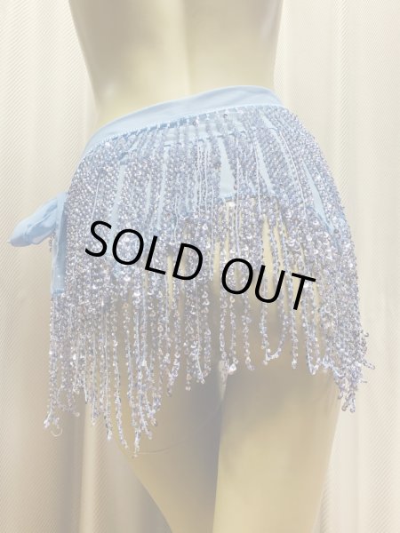 画像4: ビーズ付きスパンコールフリンジヒップスカーフ（ニュアンスカラー） (4)