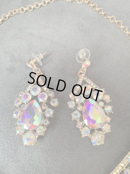 画像3: オリエンタルクリスタルネックレス＆ピアス2点セット (3)