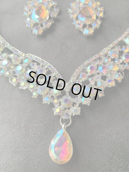 画像5: オリエンタルクリスタルネックレス＆ピアス2点セット (5)