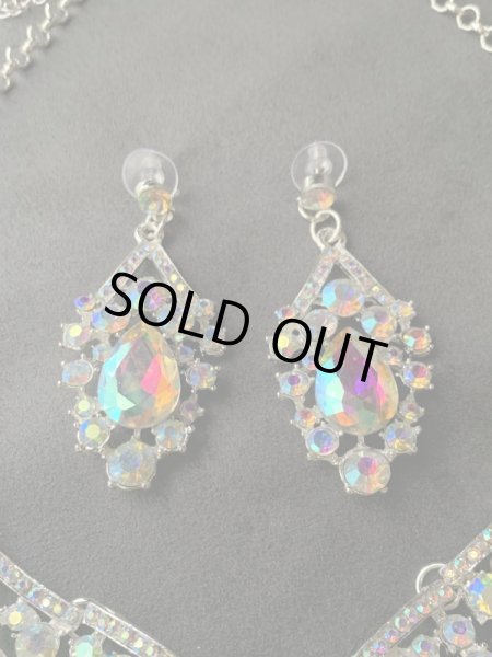 画像3: オリエンタルクリスタルネックレス＆ピアス2点セット (3)