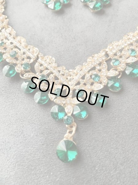 画像3: オリエンタルクリスタルネックレス＆ピアス2点セット (3)