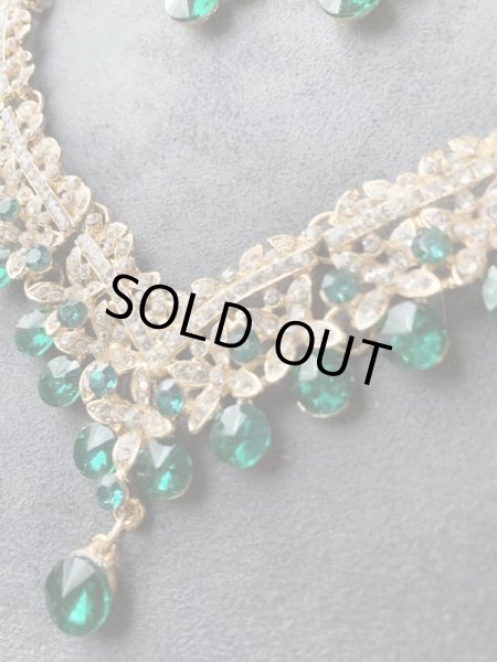 画像4: オリエンタルクリスタルネックレス＆ピアス2点セット (4)