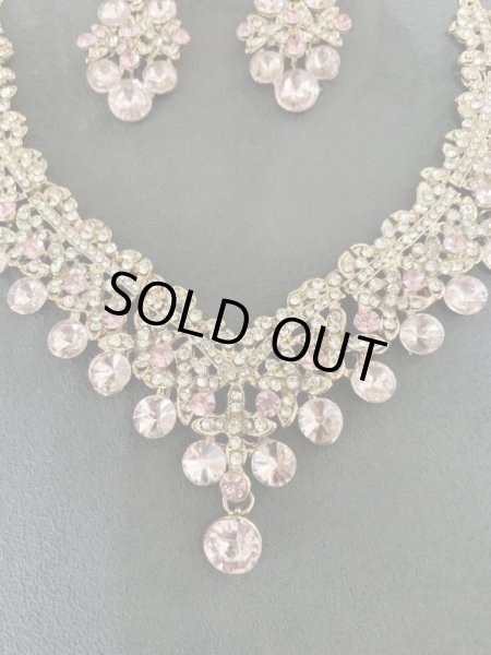 画像2: オリエンタルクリスタルネックレス＆ピアス2点セット (2)