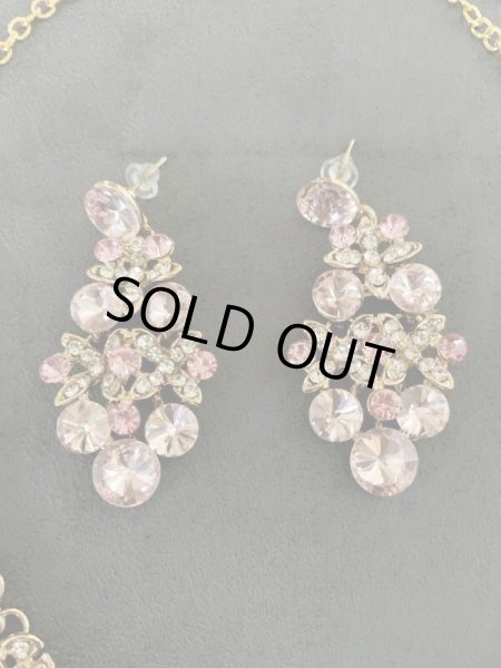 画像3: オリエンタルクリスタルネックレス＆ピアス2点セット (3)