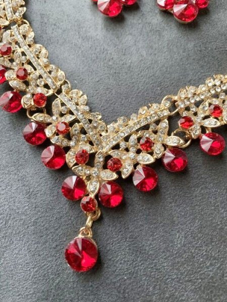 画像3: オリエンタルクリスタルネックレス＆ピアス2点セット (3)