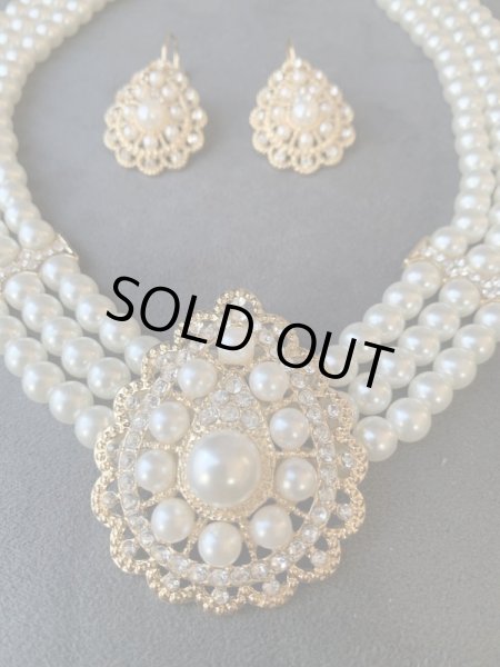 画像2: パールアクセサリー　ネックレス＆ピアス&ブレスセット (2)