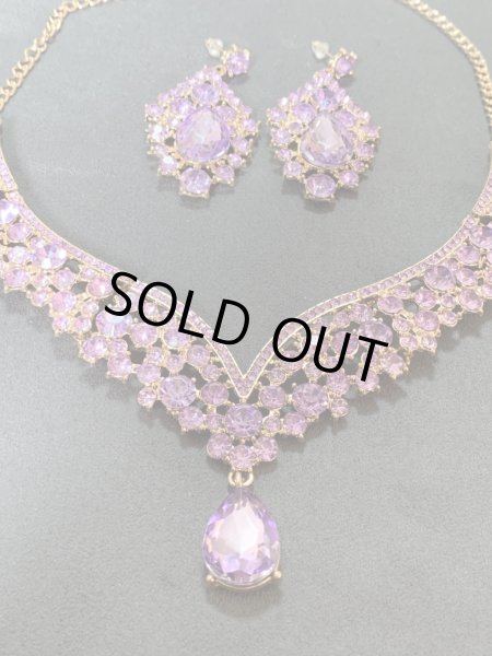 画像2: クリスタルネックレス＆ピアスセット (2)