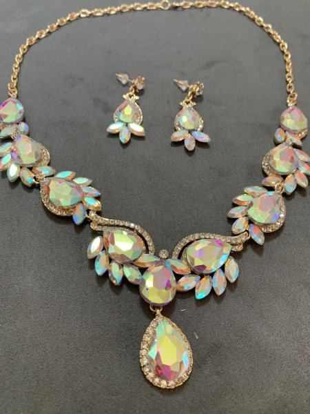 画像2: クリスタルネックレス＆ピアスセット (2)