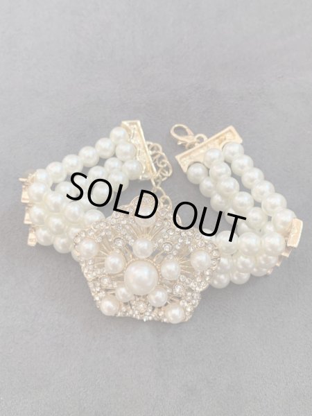 画像4: パールアクセサリーセット(フラワー）　ネックレス＆ピアス&ブレスセット (4)