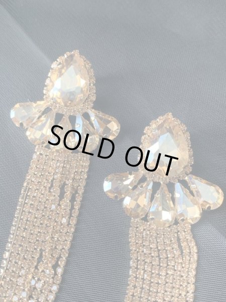 画像4: クリスタルフリンジピアス（ゴールド） (4)